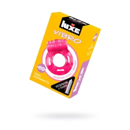 Виброкольцо LUXE VIBRO Ужас Альпиниста + презерватив, 1 шт, розовый, 18 см