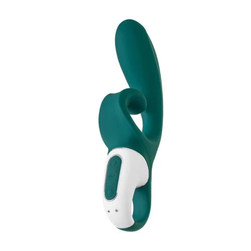 Нереалистичный вибратор Satisfyer Hug me Connect App, силикон, серо-голубой, 20,5 см