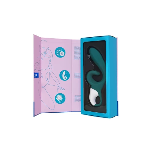 Нереалистичный вибратор Satisfyer Hug me Connect App, силикон, серо-голубой, 20,5 см