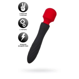 Двусторонний вибромассажер Black&Red by TOYFA, силикон, черный, 21 см