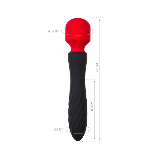 Двусторонний вибромассажер Black&Red by TOYFA, силикон, черный, 21 см