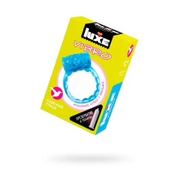 Виброкольцо LUXE VIBRO Райская птица + презерватив, синий, 1 шт, 18 см