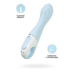Вибратор для точки G с расширением Satisfyer Air Pump Vibrator 5 Connect App, силикон, голубой, 20см