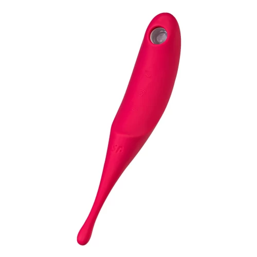 Точечный вибратор с вакуумной стимуляцией Satisfyer Twirling Pro, силикон, красный 20 см