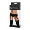 Комплект Glossy ALMIRA из материала Wetlook (пояс с пажами для чулок и трусики), черный, S