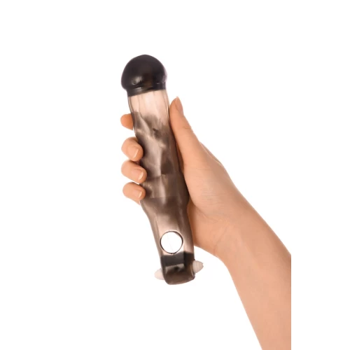 Насадка ToyFa XLover, для увеличения размера с вибрацией,TPE, черная прозрачная, 19,4 см