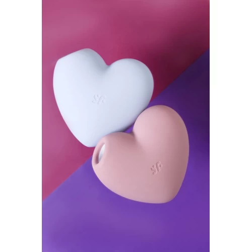 Вакуум-волновой стимулятор клитора с вибрацией Satisfyer Cutie Heart, силикон, голубой, 7,7 см