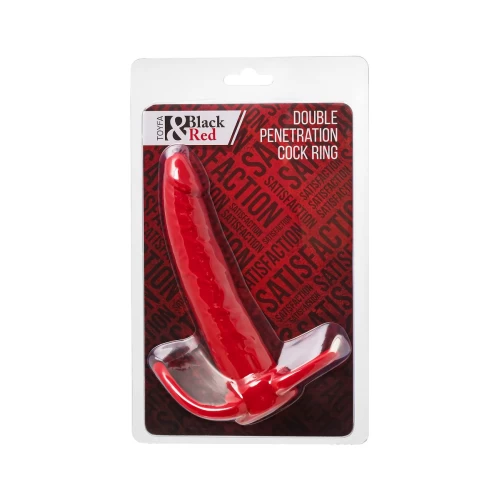 Насадка на пенис для двойного проникновения Black&Red by TOYFA , силикон, красный, 16,5 см