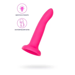 Фаллоимитатор, светящийся в темноте Beyond by Toyfa Bucky Glow, силикон, розовый, 14 см