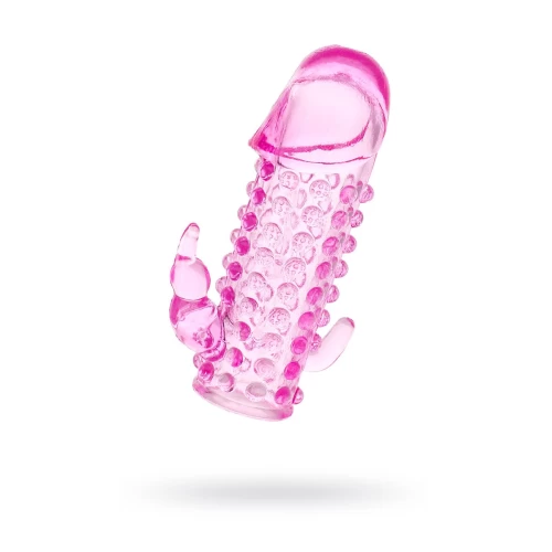 Насадка на пенис с дополнительной стимуляцией TOYFA Basic, TPE, розовый, 13 см