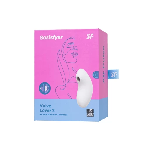 Вакуум-волновой стимулятор клитора с вибрацией Satisfyer Vulva Lover 2, силикон, белый, 11,9 см