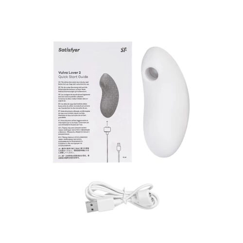 Вакуум-волновой стимулятор клитора с вибрацией Satisfyer Vulva Lover 2, силикон, белый, 11,9 см